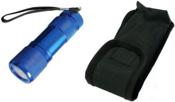 SE 9-LED Blue Metal Flash Light w/Case